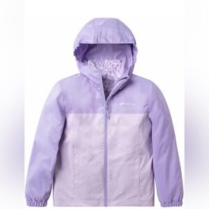 Eddie Bauer Purple Raincoat with Hood and Lightweight Design. Size L 14/16